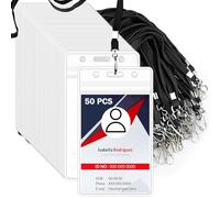 UZSUZZ Porta Tarjetas Identificativas, Correa para el Cuello Tarjeta, 50 Funda Tarjeta Identificación Lanyard Tarjetero Colgante Para Oficina, Exposición y Negociosgar