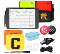 UZSUZZ Tarjetas De Árbitro para Fútbol, Kit De Silbato De Árbitro, Juego De Tarjetas De Árbitro De Fútbol, Brazalete De Capitán para Partidos De Fútbol Deporte Escolar