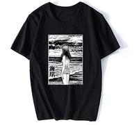 Uzumaki Custom T Shirts Japan Sea Horror Manga Tshirt Junji Ito Tees Anime Adult Round Neck Short Sleeve Otaku Tees Cotton Men Black XXL