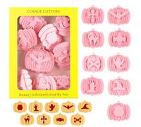 UZYXC 1 Juego Moldes Galletas Halloween 9 Piezas, Cortadores 3D Calabaza con Sellos, Mini Fantasmas para Repostería Casera, Juego de Sellos con Temática Espectral