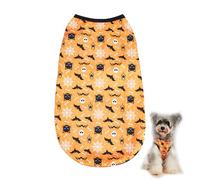 UZYXC 1 Prenda para Mascotas Halloween, Chaleco con Murciélago Araña Gato Negro Calavera sobre Naranja, para Perros/Gatos 4-7kg, Chaleco de Temática Festiva, Fácil de Colocar
