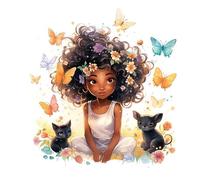 UZYXC 1 Unidad Decorativa, Pegatina de Pared para Habitación Infantil de Niña, Diseño de Niña Pequeña, Mariposas y Gatitos, Adhesivo Decorativo para Paredes de Dormitorio