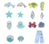 UZYXC 14 Parches Termoadhesivos Animales Marinos - Parches Planchar/Coser, Bordados Para Ropa, Sombrero, Bolso, Vaqueros Y Camisa, Lindos Motivos Oceánicos, Decoración Verano