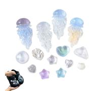 UZYXC 14 Piezas Set Medusas Decoración, Figuras Animales Marinos, Resina Cristal, Para Crocs, DIY Bisutería, Accesorios Manualidades, Colorido