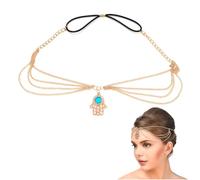 UZYXC 1x Tocado de Oro para Mujer, Tiara con Colgante Mano de Fatima, Regalo Perfecto Boho Festival, Accesorio Pelo Diario para Bodas y Carnaval, Cadena Cabeza para Uso Diario y Fiestas