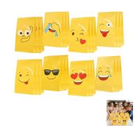 UZYXC 24 Bolsas de Regalo Emoji (8 Colores x 3) - 210g Bolsitas de Papel para Cumpleaños Infantil, con Pegatinas