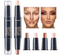 UZYXC Barra de contorno de doble cara, 4 tonos de piel: iluminador y bronceador, maquillaje iluminador para una cobertura duradera, contorno y antimanchas.