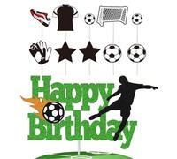 UZYXC Decoración para Tarta de Fútbol 11 Unidades, Topper de Feliz Cumpleaños y Accesorios de Futbol, Decoración Perfecta para Fiesta Infantil y Fans del Fútbol, Regalo para Niños