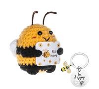 UZYXC Energía positiva Abuja Maja con llavero Bee, regalo Hug Bee, abeja positiva de lana tejida a ganchillo, bolsillo, abeja Bee Emotional Support, amuleto de la suerte para cumpleaños, amigos