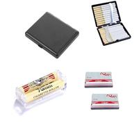 UZYXC Estuche para Cigarrillos 3 en 1, Incluye Pitillera con Clip Metálico, Enrollador Manual de 78mm y 64 Hojas de Papel de Fumar, Juego Completo y Portátil para Viajar, 95x85x20mm