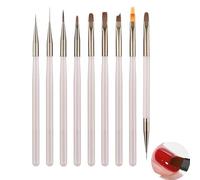 UZYXC Juego de 9 Pinceles para Uñas Gris Hielo, Pinceles Profesionales para Gel UV y French Nails, Incluye Pincel de Escultura Cristal y Difuminador, Cerdas de Fibra Premium