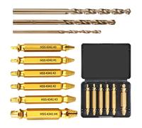 UZYXC Juego de Extractor de Tornillos Rotos HSS con 6 Extractores Dorados, 3 Brocas Cobalto 2.0-3.5mm, Herramienta Profesional para Mecánica y Bricolaje, Herramienta Multifunción con Caja Organizadora