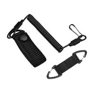 UZYXC Lanyard Táctico con Mosquetón de Resorte + Hebilla Triangular, Seguro Elástico RSG para Tijeras de Rescate, Linterna para Tijeras de Rescate, Linterna, Llaves, etc., Negro