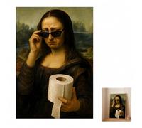UZYXC Mona Lisa Cuadro Baño, Decoración Divertida para Baño y WC, Poster de Humor con Papel Higiénico, Cuadros Decoracion para Aseo y Bañera, 30 x 40 cm