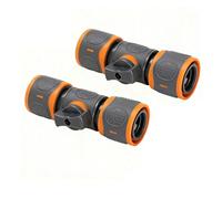 UZYXC Pack de 2 Conectores para Manguera de Jardín, Acoplamiento Doble Compatible con Gardena con Válvula de Control, Conexiones de Manguera con Cierre de Agua para Alargador de Manguera