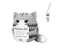 UZYXC Set De 2 Regalos Positivos De Gato, Colgante De Gato Hecho A Mano + Juguete Tejido De Gato, Colgante De Llaves De Para Apoyo Emocional, Regalo De Consuelo Para Amigos Y Familiares