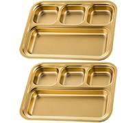 Uzztfa 2 Platos Divididos De Acero Inoxidable, Bandeja De Cena De 4 Secciones, Bandeja para Controlar Porciones, Plato De Comida para Adultos Y Niños con Dificultades para Comer, Plato