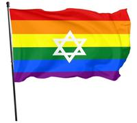 Uzztfa Bandera De Israel Arcoíris, Colores Vivos Y Resistente a Decoloración, Banderas Nacionales Israelíes LGBTQ del Orgullo Arcoíris De Poliéster con Ojales De Latón.