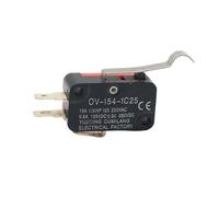 V-154-1C25 Botón pulsador de acción rápida con rodillo de mango largo SPDT, interruptor de límite micro momentáneo de encendido y apagado, 15 A, 250 V, rojo/negro, 20 unidades