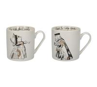 V&A Alice in Wonderland Juego de 2 Tazas de Lata, Porcelana, White Black Gold