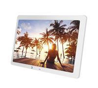 V BESTLIFE 15.4" Marco de Fotos Digital HD Alta Resolución de 1280 * 800 Función de Detección de Movimiento del Cuerpo Admite Tarjetas SD y Flash USB,con Control Remoto(Blanco)