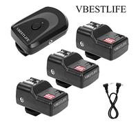 V BESTLIFE 433MHZ Disparador de Flash Flash Trigger Inalámbrico de 16 Canales con 1 Transmisor +3 Receptores+ 1 Cable de Alambre de Sincronización