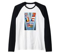 'V' de la Victoria en Banderas aliadas (1942-1945) Camiseta Manga Raglan