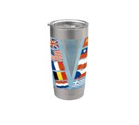 'V' de la victoria en banderas aliadas (1942-1945) Vaso térmico de acero inoxidable de doble pared