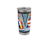 'V' de la victoria en banderas aliadas (1942-1945) Vaso térmico de acero inoxidable de doble pared