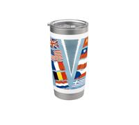 'V' de la victoria en banderas aliadas (1942-1945) Vaso térmico de acero inoxidable de doble pared