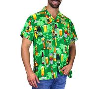 V.H.O. Funky Camisa-Hawaiana, Manga-Corta, Beerbottle, Verde, L