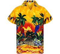 V.H.O. Funky Camisa-Hawaiana, Manga-Corta, Parrot, Amarillo, XXL