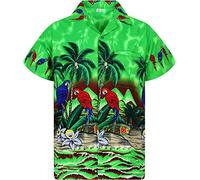 V.H.O. Funky Camisa-Hawaiana, Manga-Corta, Parrot, Verde, L