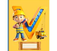 *V* HOME BUILDER LETTER MONOGRAM COMPOSITION NOTEBOOK Diary Journal Cute Real Estate Construction Building Truck Contractor Figurine Doll Art: ֍Wide ... Kid Child GIFT PreSchool School Kindergarten