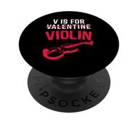 V is for Violin Player Divertido Día de San Valentín Música Adultos Niños PopSockets PopGrip Adhesivo
