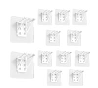 V&J Pack 12 Uds. Soporte Adhesivo para Estanterías sin Agujeros. Organizador Interior, Sujeta Baldas, Estantes y Armarios. (7cm x 7cm x 4cm)