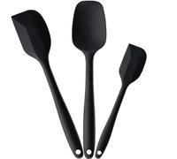 V-Kitpater Espatulas Silicona Cocina, Lengua Silicona de No Tóxico Antiadherente, Resistente al Calor, Apta para Lavavajillas, Utensilios de Cocina para Cocinar y Hornear, 3 Piezas, Negro