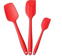 V-Kitpater Espatulas Silicona Cocina, Lengua Silicona de No Tóxico Antiadherente, Resistente al Calor, Apta para Lavavajillas, Utensilios de Cocina para Cocinar y Hornear, 3 Piezas, Rojo