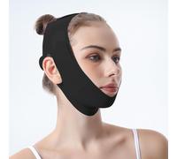 V Line - Cinta de levantamiento facial, correa de barbilla adelgazante para lipocompresión, ropa facial transpirable reutilizable, dispositivo de adelgazamiento facial para dormir (negro)