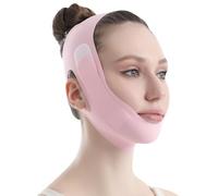 V Line - Cinta de levantamiento facial, correa de barbilla adelgazante para lipocompresión, ropa facial transpirable reutilizable, dispositivo de adelgazamiento facial para dormir (rosa)