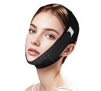 V-Line - Máscara facial escultora - Correa de barbilla de silicona para apretar la mandíbula y reducción de doble barbilla (23-27 pulgadas) (negro mate)