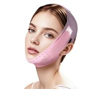 V-Line - Máscara facial escultora - Correa de barbilla de silicona para apretar la mandíbula y reducción de doble barbilla (23-27 pulgadas) (rosa Sakura)