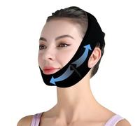 V-line Mascarilla facial - Mascarilla elevadora de doble mentón, transpirable y respetuosa con la piel, reutilizable, correa adelgazante facial para reafirmar el contorno facial (negro)