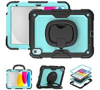 V-MOTA 10.9 Inch Flat Protect Spider-Man Cute Silicone Compatible with iPad 10th Generation 2022 A2696 A2757 A2777,Rotatable Kickstand Bracelet Protective Cover (Black Light Blue)