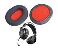 V-MOTA Almohadillas de repuesto para auriculares Roccat ELO X, ELO 7.1 Air, ELO 7.1 USB, Khan Pro, Khan Aimo 7.1 (malla negra y roja, grosor de 20 mm)