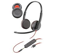 V-MOTA Almohadillas para los oídos compatibles con la cabeza Plantronics Blackwire 3215,3225 USB 209747-101, BW3215 BW3225, repuesto para cojines (1 par) (cuero marrón)