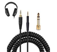 V-MOTA Cable de extensión auxiliar en espiral de resorte de repuesto con adaptador de 6,35 mm para auriculares Sennheiser HD599 HD598 HD518 HD558 HD579 HD569,