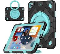 V-MOTA Flat Protect Spider-Man - Linda silicona compatible con iPad 7, 8, 9 (2019/2020/2021) generación de 10.2 pulgadas; funda protectora giratoria (negro azul claro)