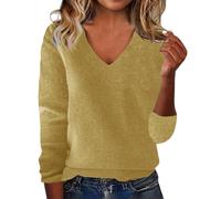 V Neck Sweaters for Women 2025 Fall Winter Warm Cashmere Classic Soft Pullover Sweater Loose Casual Long Sleeve Tops