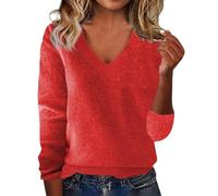 V Neck Sweaters for Women 2025 Fall Winter Warm Cashmere Classic Soft Pullover Sweater Loose Casual Long Sleeve Tops